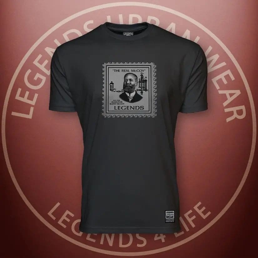 A black t-shirt with an image of a man.